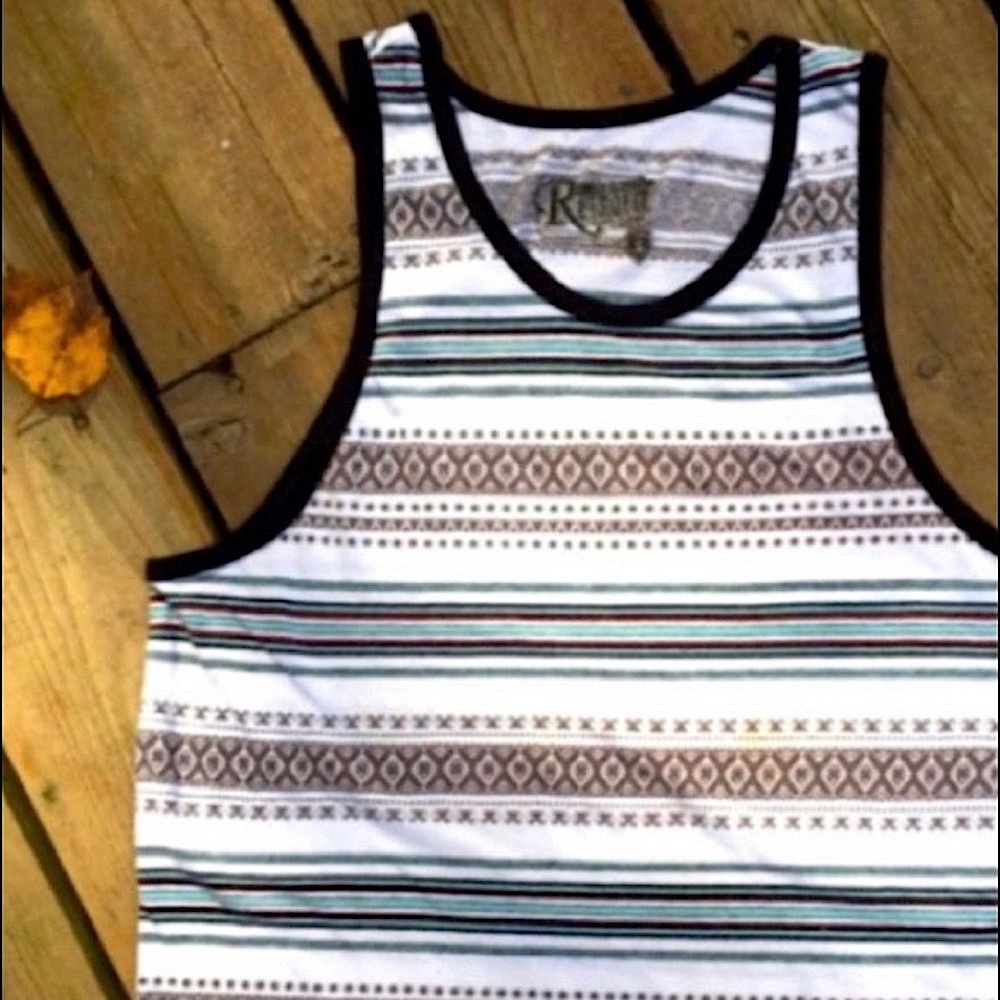 RETROFIT Tank Top White Green Black Boho Size Small
